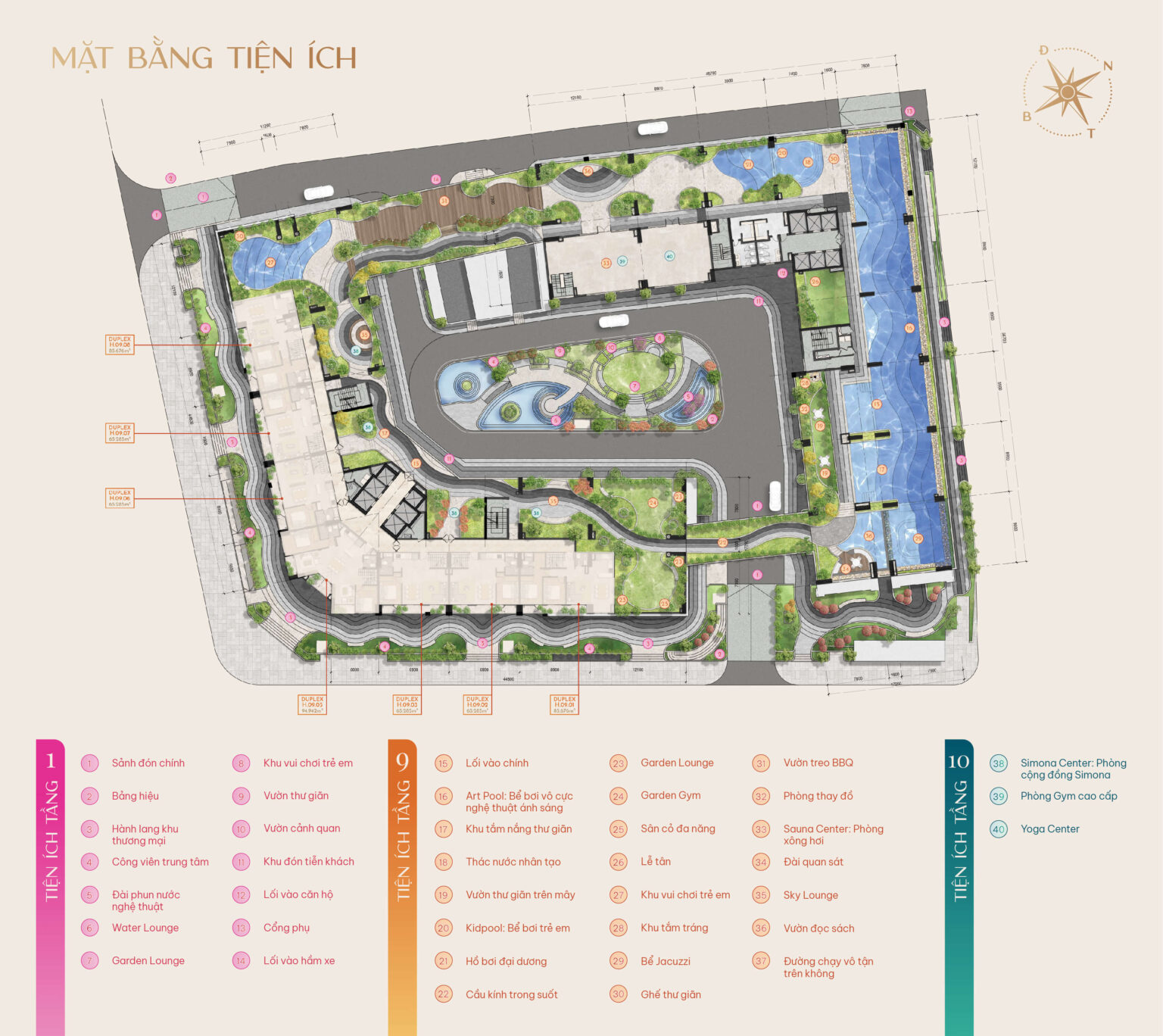 Mặt bằng tiện ích dự án căn hộ Simona Heights Quy Nhơn