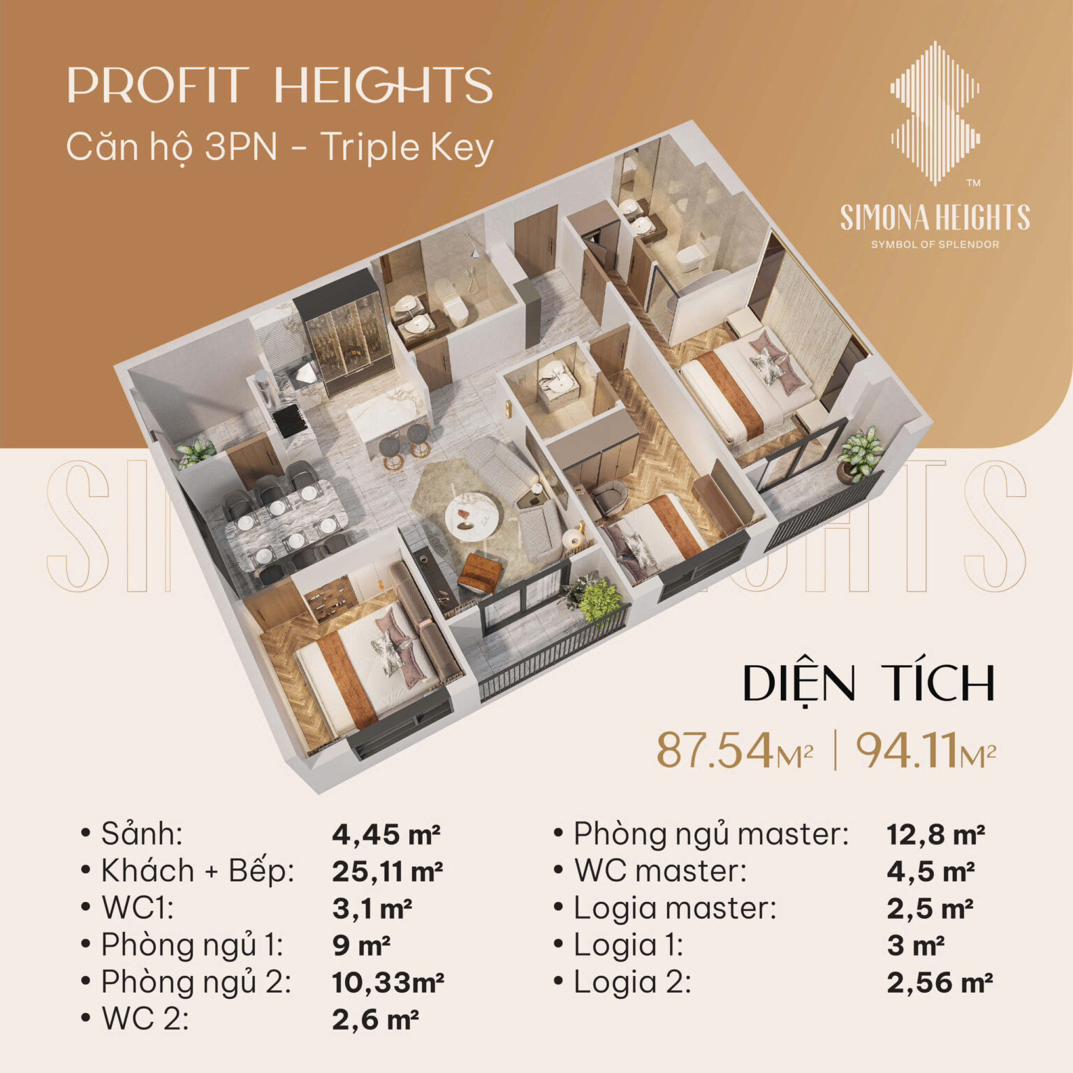 Thiết kế căn hộ Triple Key – Simona Heights