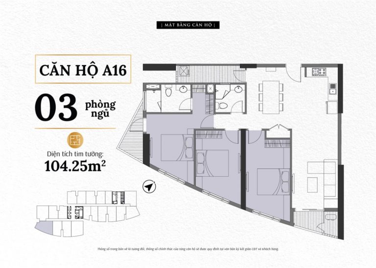 Thiết kế căn hộ 3 phòng ngủ The Sailing Quy Nhơn