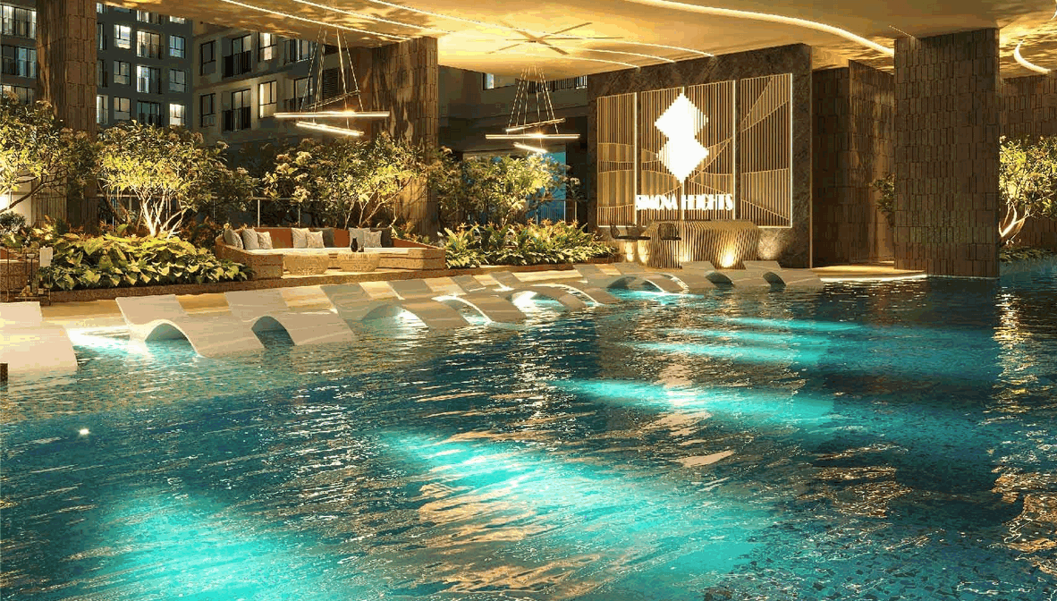 Khu hồ bơi căn hộ Simona Heights Quy Nhơn